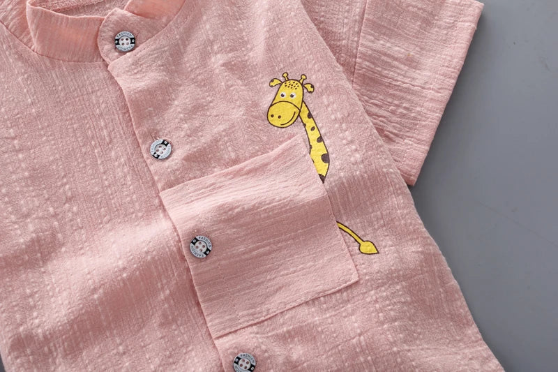 Kids Cartoon Tops Denim Shorts