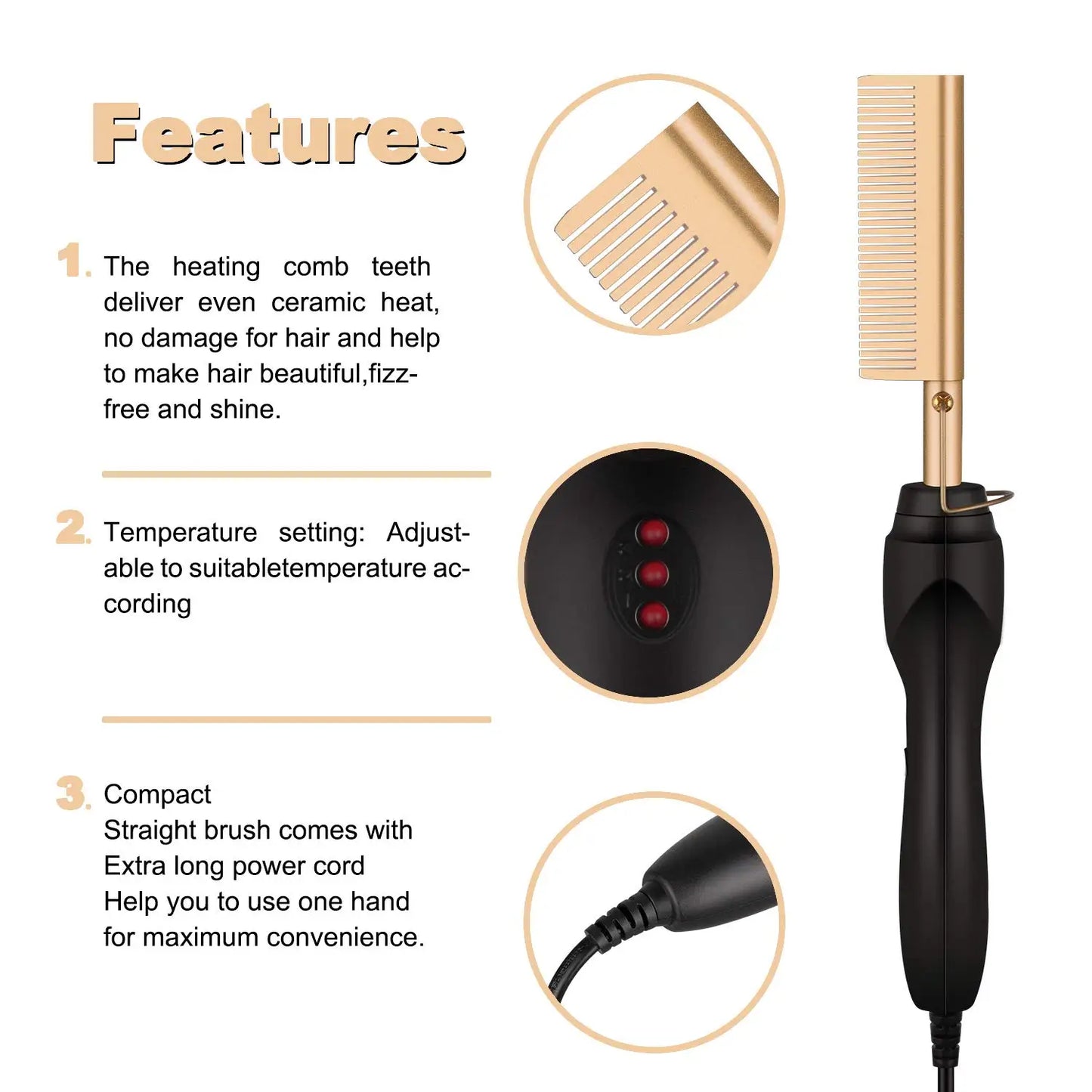 Electric 2 in1 Hot Comb Hair Straightener Comb