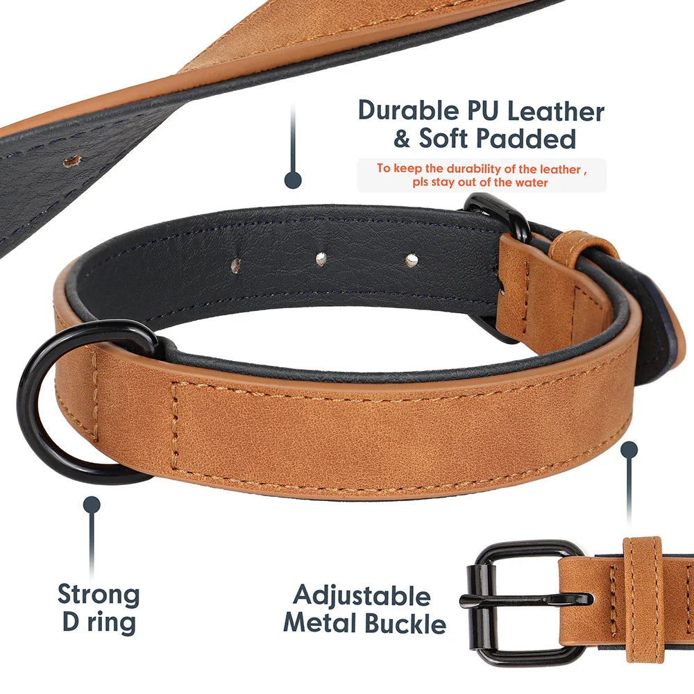 Pet Durable Real Leather Necklace Collar