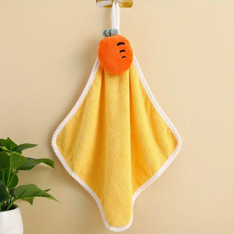1pc Coral Fleece Hangable Hand Towel