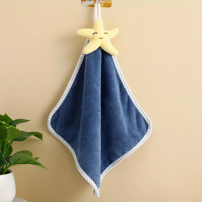 1pc Coral Fleece Hangable Hand Towel