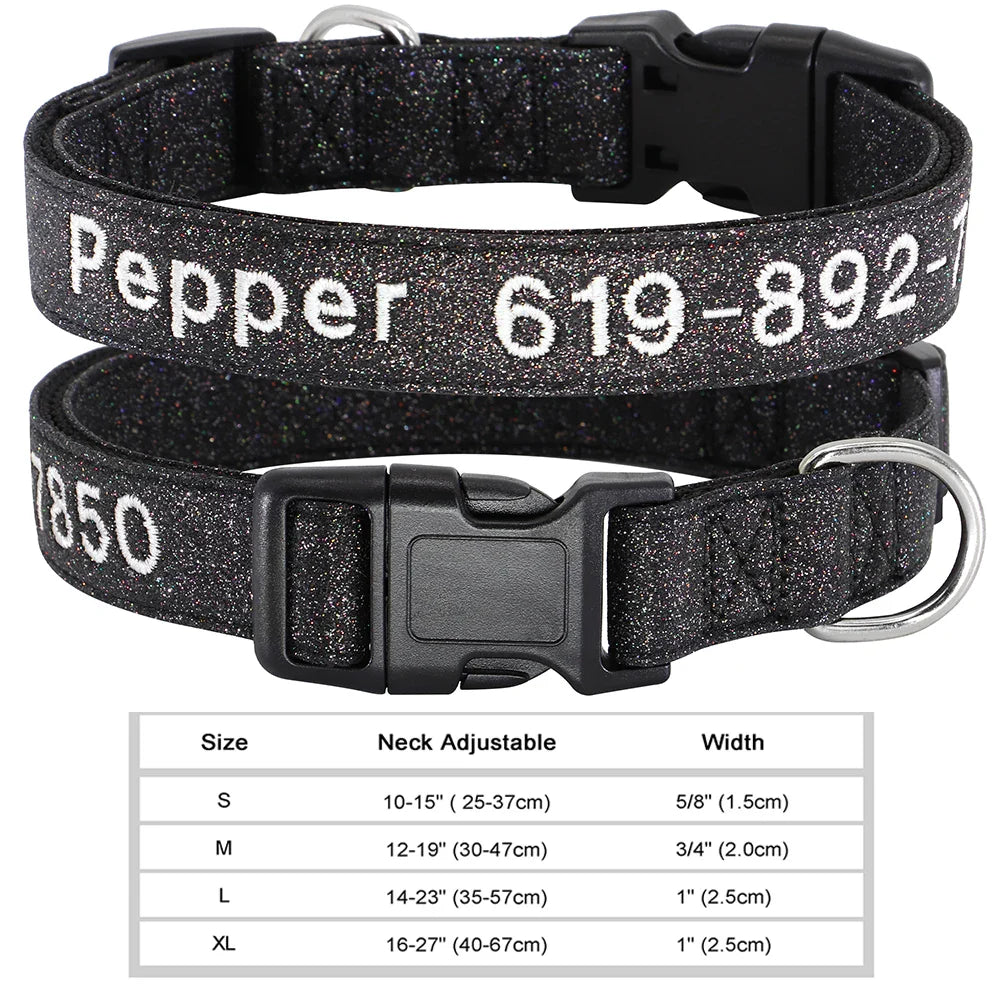 Dog Adjustable Nylon Embroidered Collar