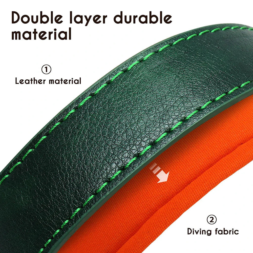 Dog Customized PU Leather Nameplate Collar