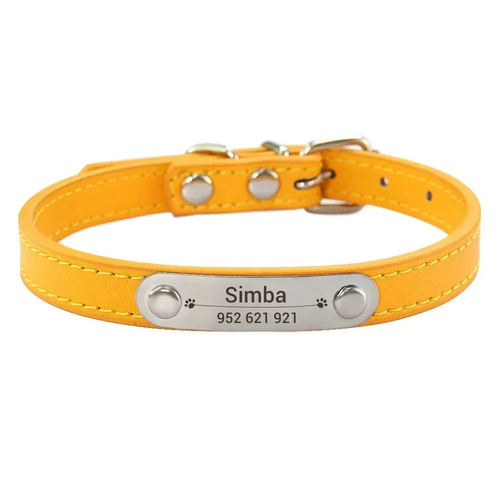 Dog Name Carved ID Anti-lost Collar
