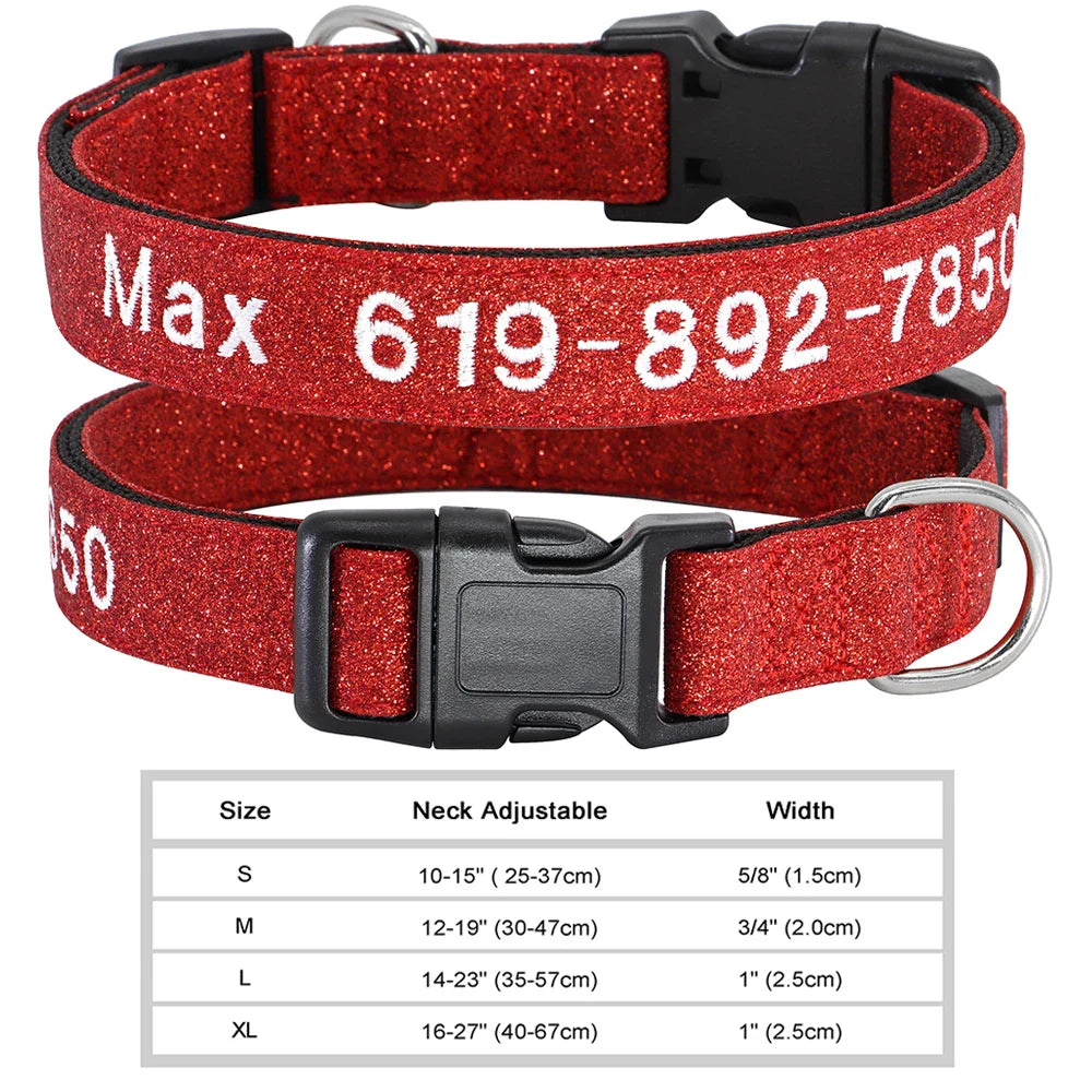 Dog Adjustable Nylon Embroidered Collar