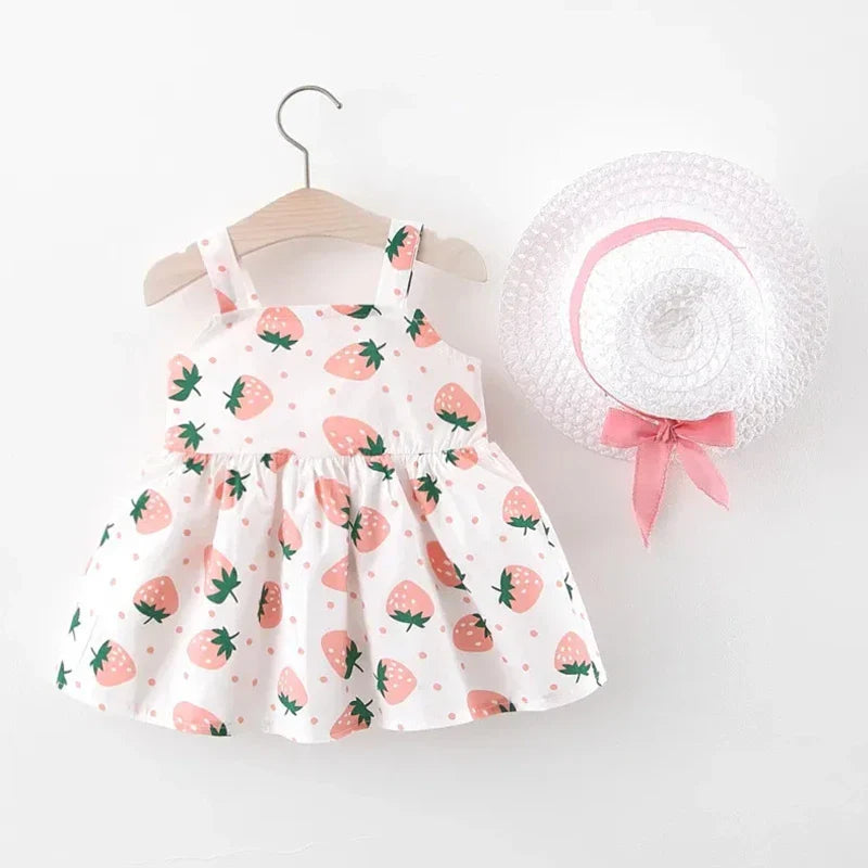Girl Hanging Strawberry Print Dress