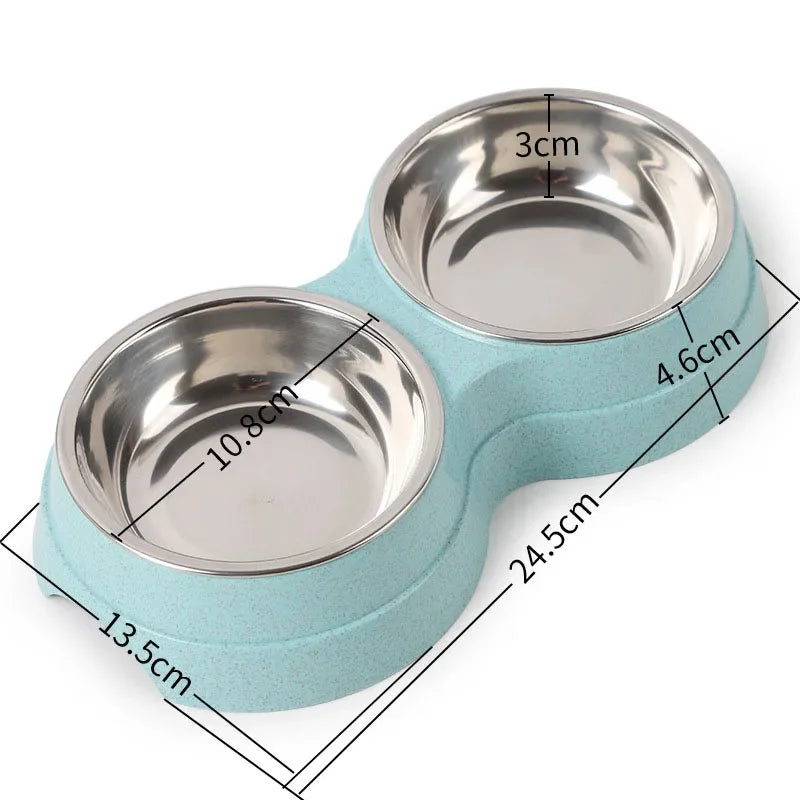 Pet Stainless Steel Double Food Water Bowl