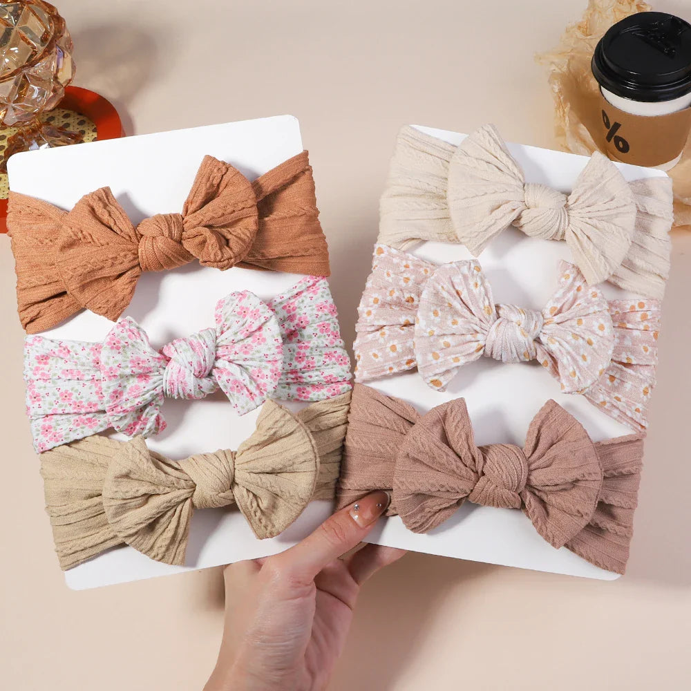 Girls Cable Knit Turban Bows Headband