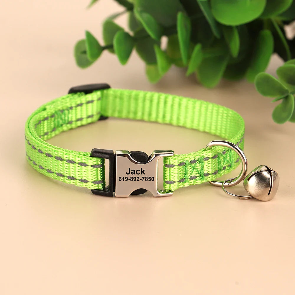 Cat Reflective Nylon Personalized Collar