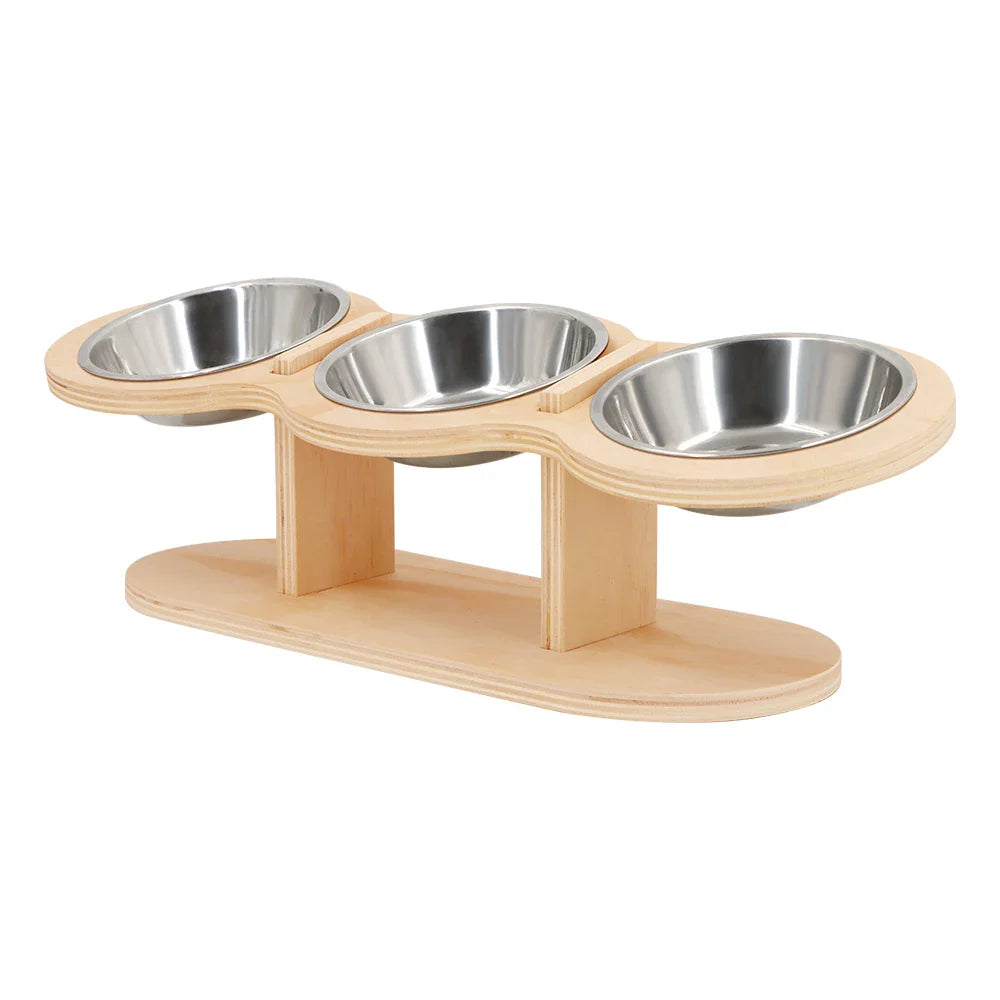 Cat 3 in 1 Wood Bracket Food Bowl