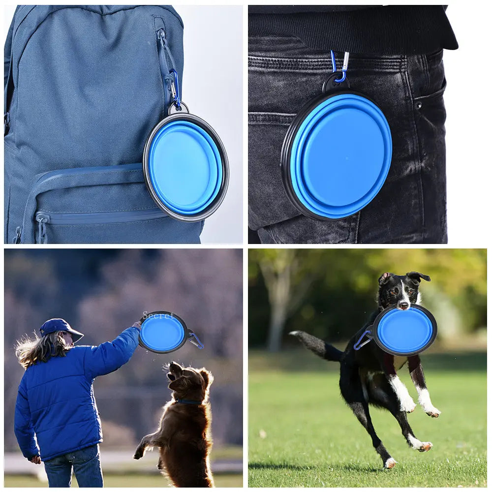Pet Outdoor Travel Silicone Food Water Bowl