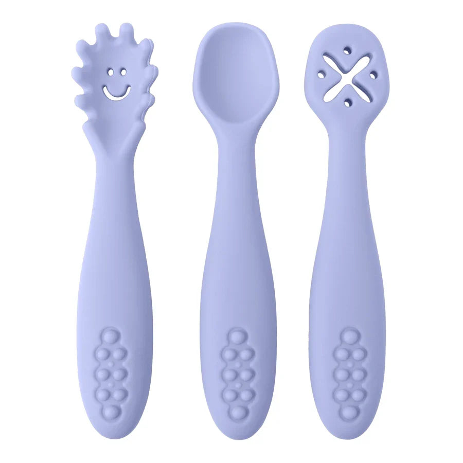 Baby 3PCS Silicone Spoon Fork Set