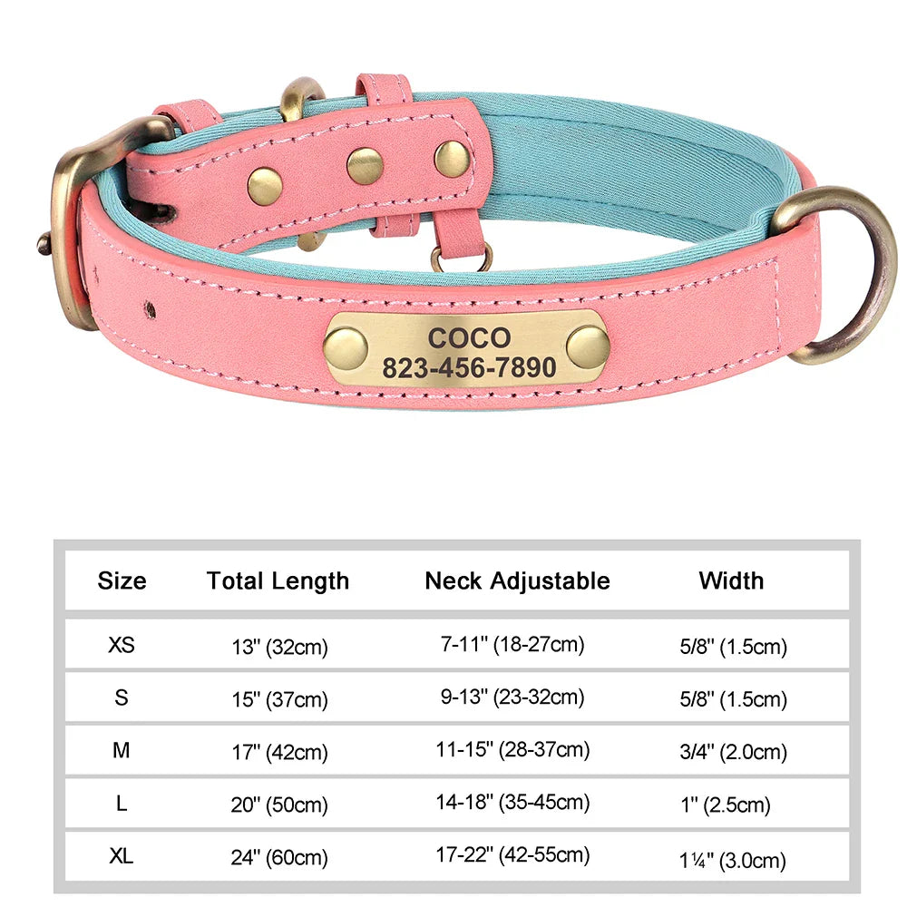 Dog Custom Engraved PU Leather Collar