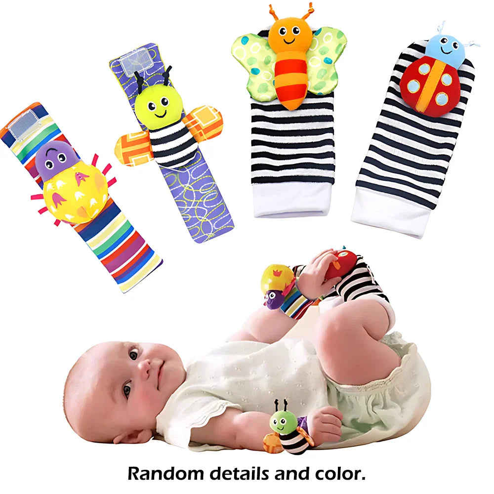 4pcs Baby Rattle Foot Finder Socks Toy