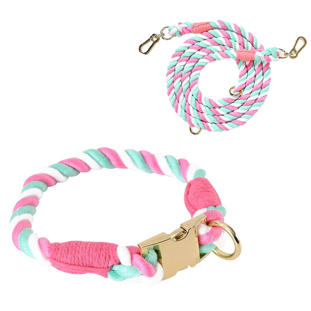 Pet Macaron Collar & Leash Set
