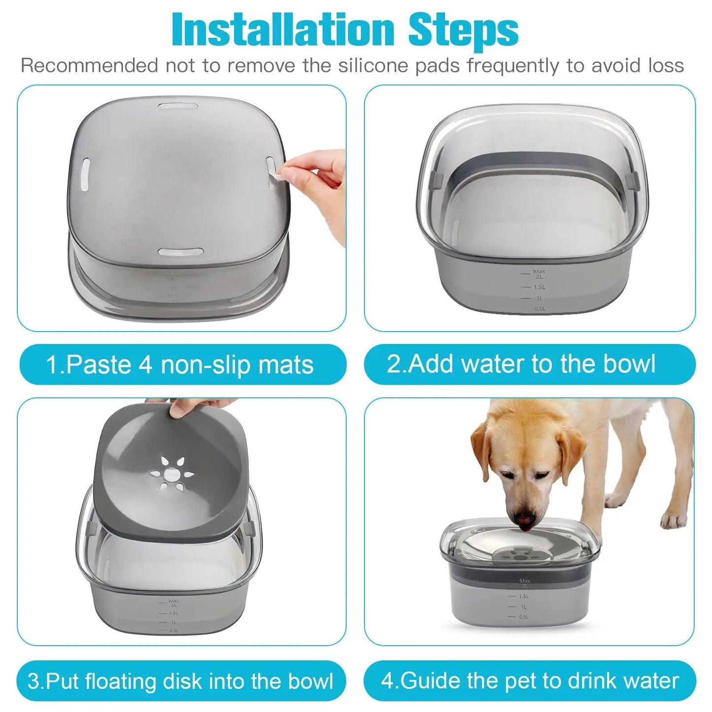 Dog Large Capacity Spill Proof Slow Water Feeder