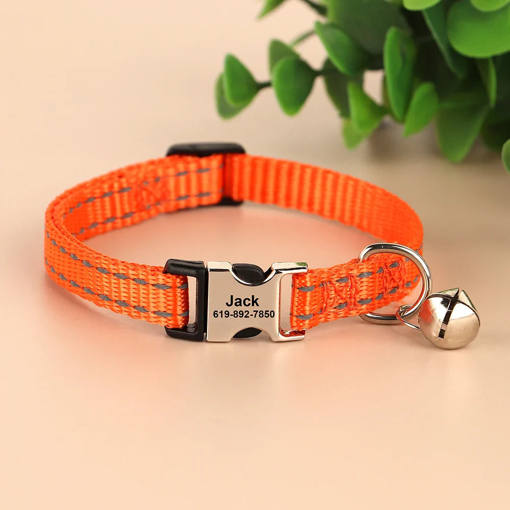 Cat Reflective Nylon Personalized Collar