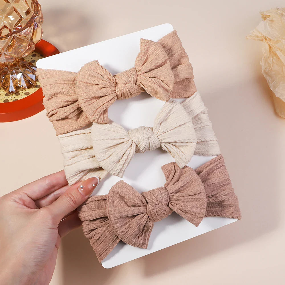 Girls Cable Knit Turban Bows Headband