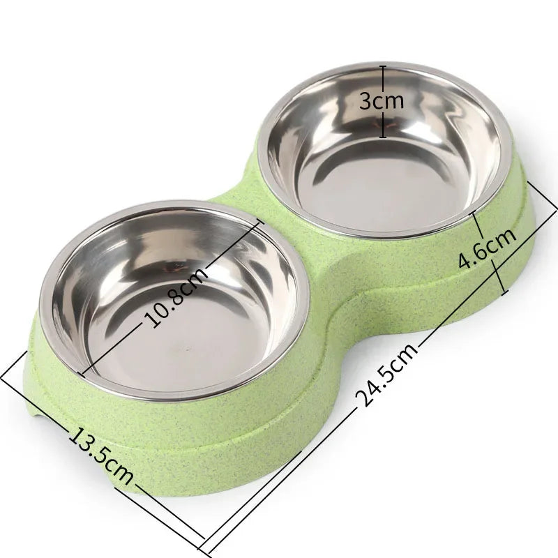 Pet Stainless Steel Double Food Water Bowl