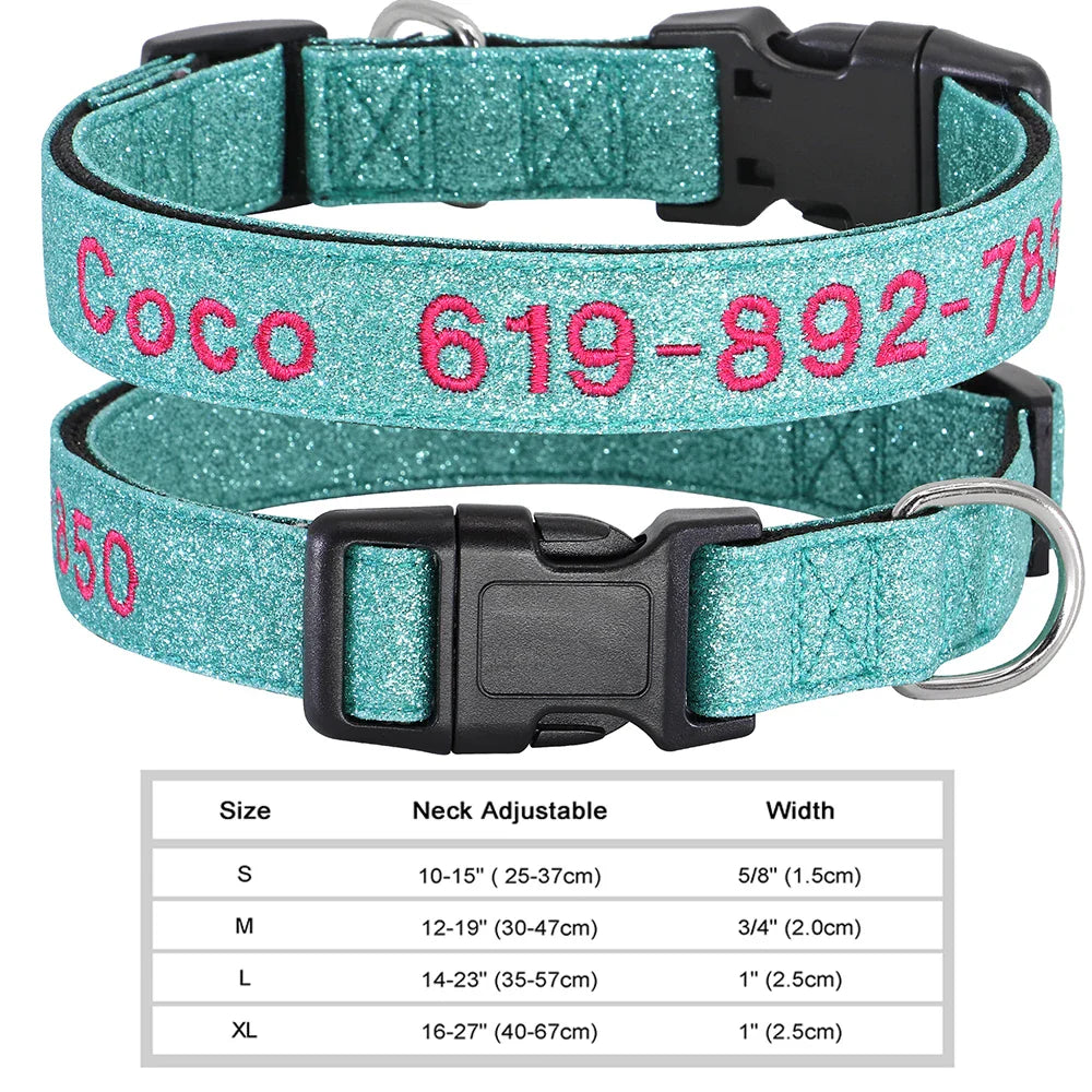 Dog Adjustable Nylon Embroidered Collar