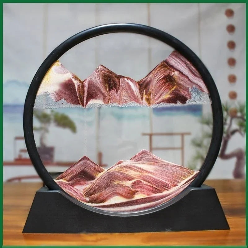 3D Moving Sand Art Picture Round Glass