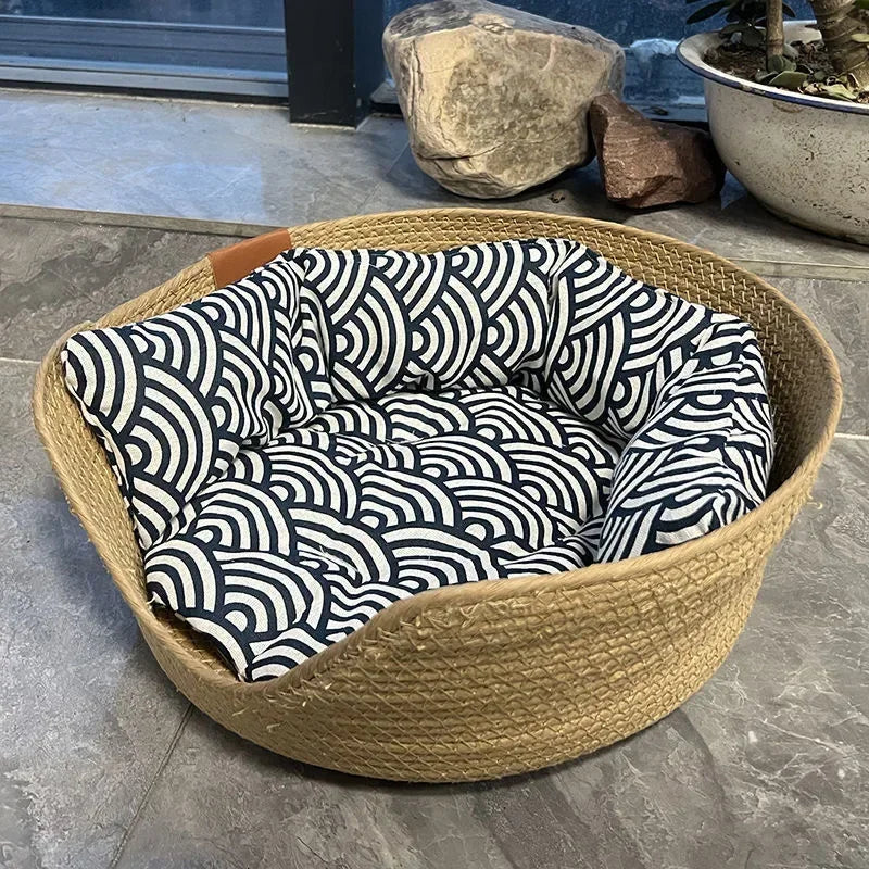 Cat Sofa Handmade Bamboo Weaving Mat Bed