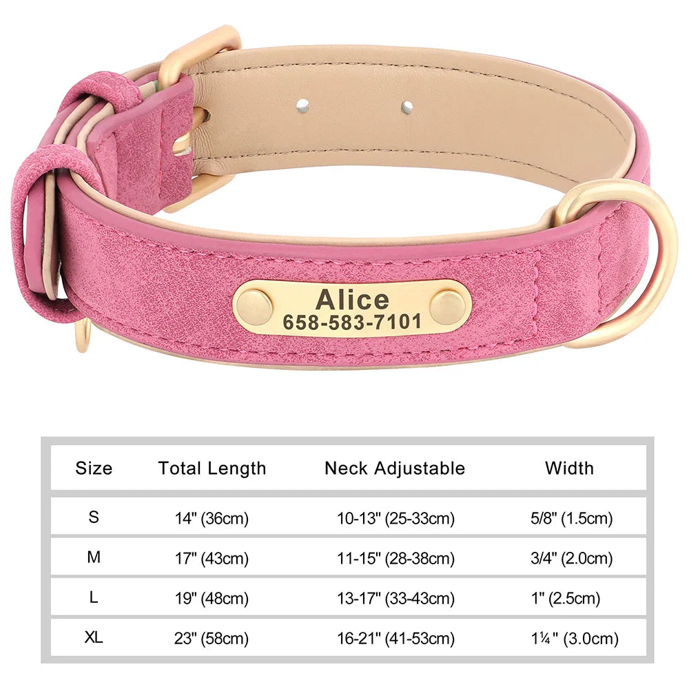 Dog Custom Engraved PU Leather Collar