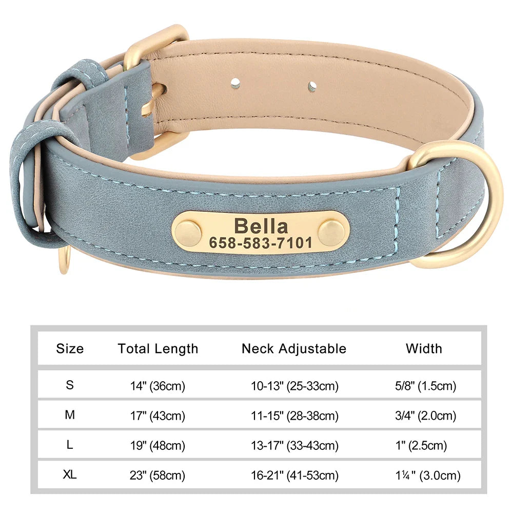 Dog Custom Engraved PU Leather Collar