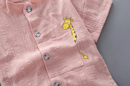 Kids Cartoon Tops Denim Shorts