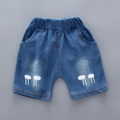 Kids Cartoon Tops Denim Shorts
