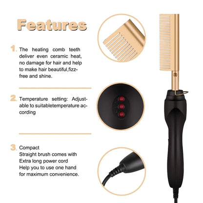 Electric 2 in1 Hot Comb Hair Straightener Comb