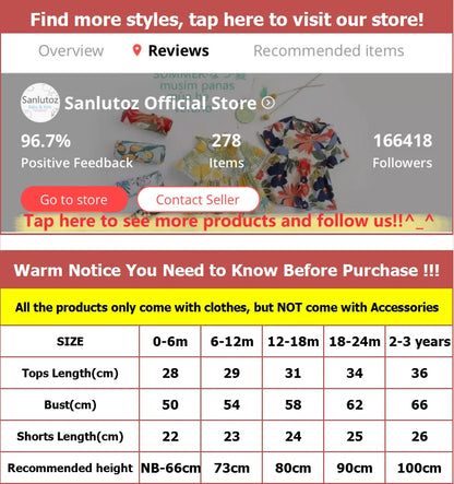 Baby Sanlutoz Cartoon Sleeve Shorts