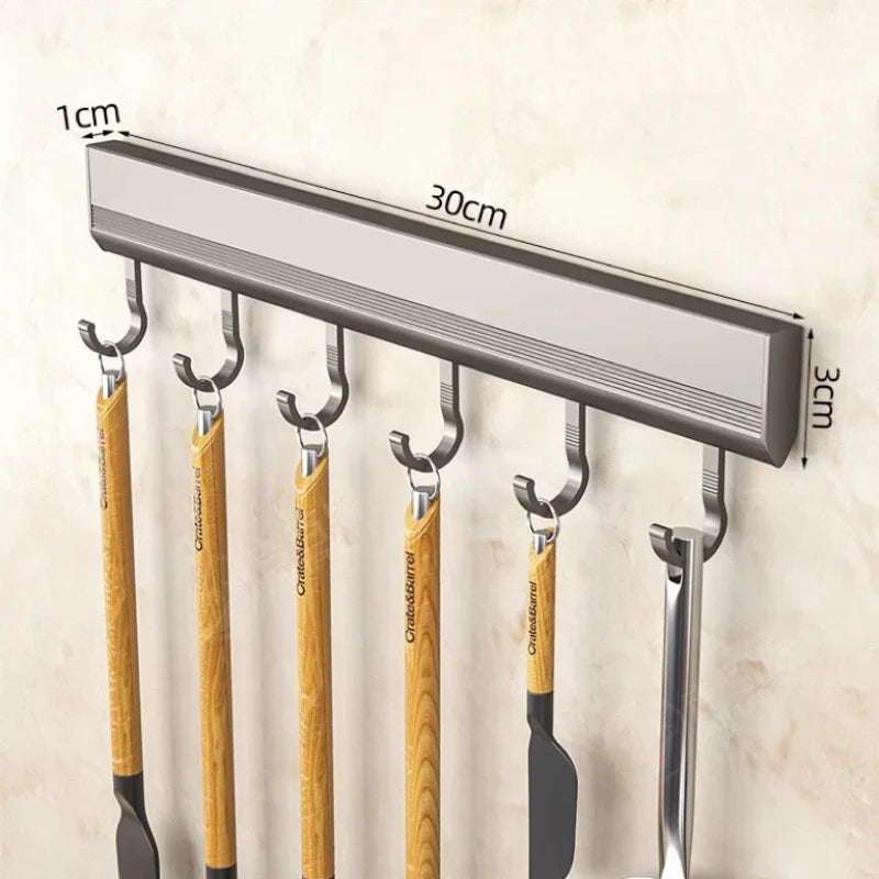 Kitchen Wall Mounted Drill-Free Hooks Rack