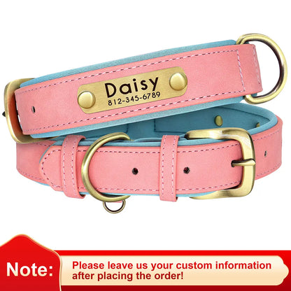 Dog Customized PU Leather Nameplate Collar