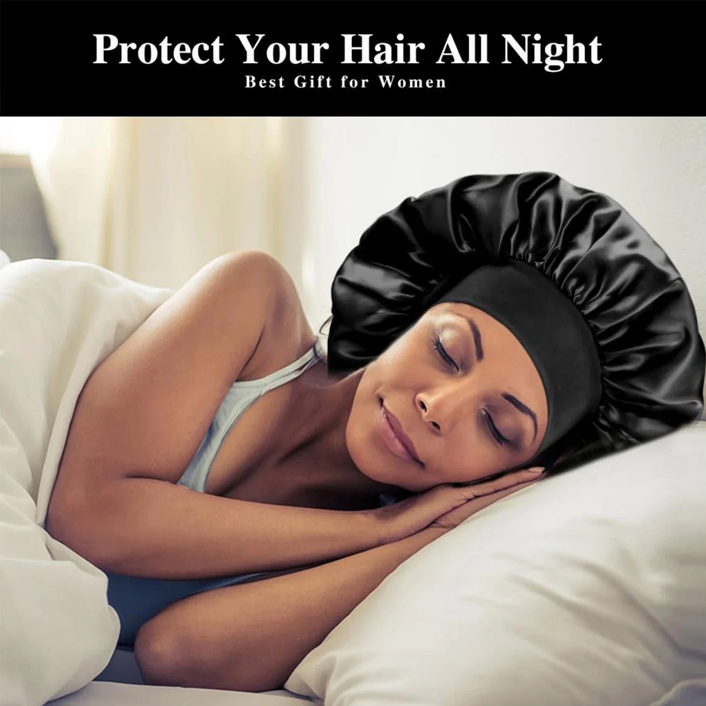 Elastic Satin Sleeping  Hair Bonnet