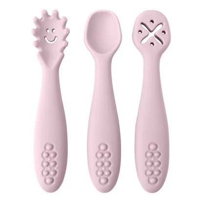 Baby 3PCS Silicone Spoon Fork Set
