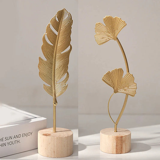 Living Room Decor Nordic Gold Ginkgo Leaf Craft
