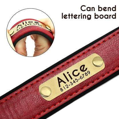 Dog Customized Leather Collar Leash Set