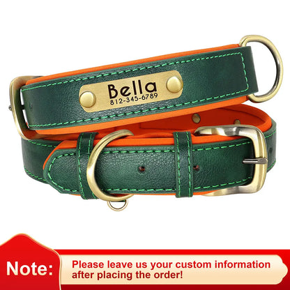 Dog Customized PU Leather Nameplate Collar