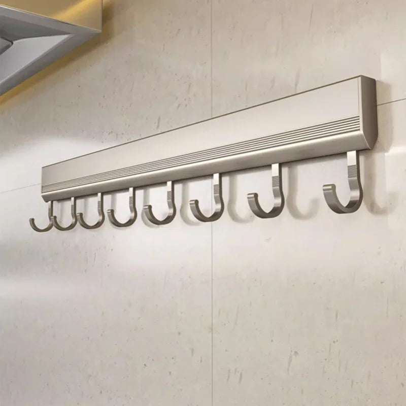Kitchen Wall Mounted Drill-Free Hooks Rack