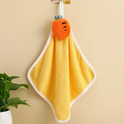 1pc Coral Fleece Hangable Hand Towel
