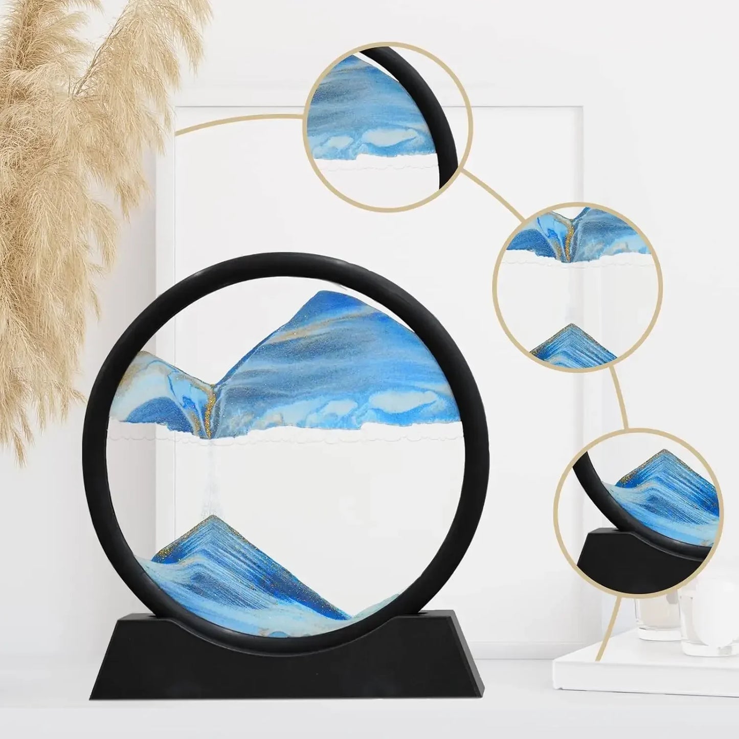 3D Moving Sand Art Picture Round Glass