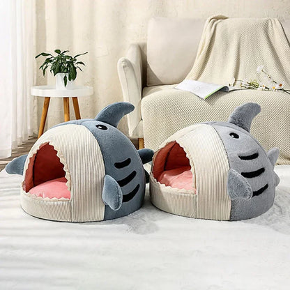 Cat Warm Cartoon Shark Cave Bed