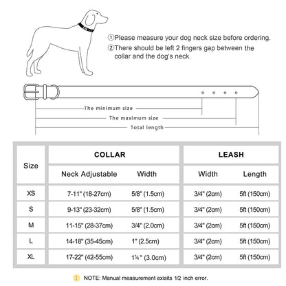Dog Customized Leather Collar Leash Set