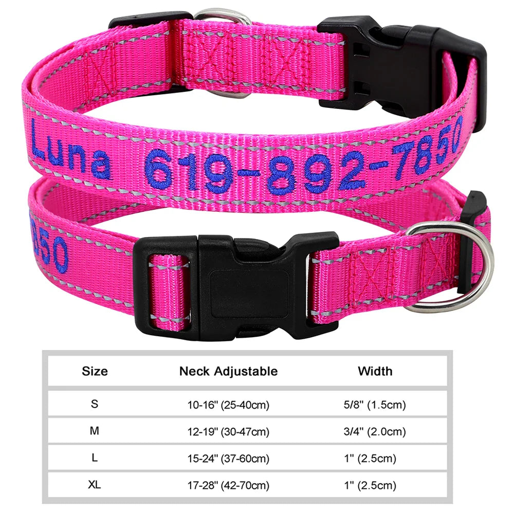 Dog Adjustable Nylon Embroidered Collar