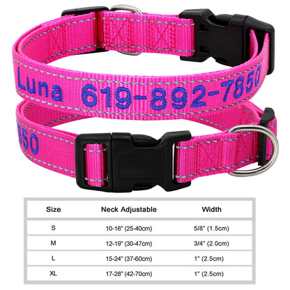Dog Adjustable Nylon Embroidered Collar