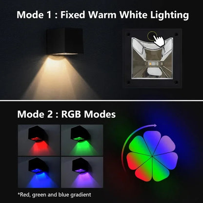 RGB LED Outdoor Waterproof Solar Wall Light