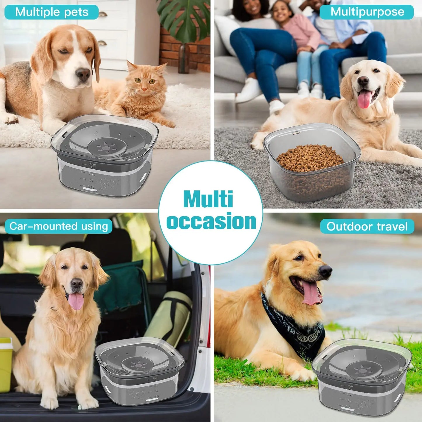 Dog Large Capacity Spill Proof Slow Water Feeder