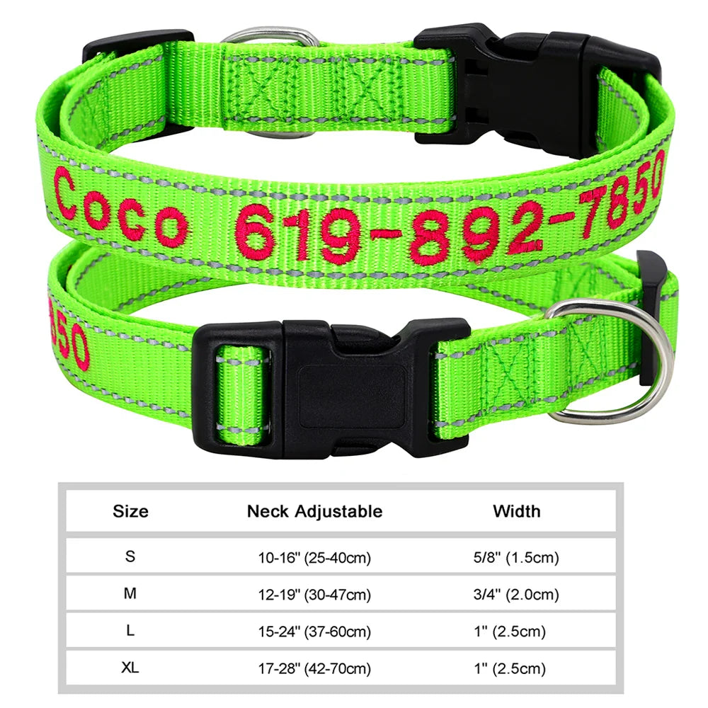 Dog Adjustable Nylon Embroidered Collar