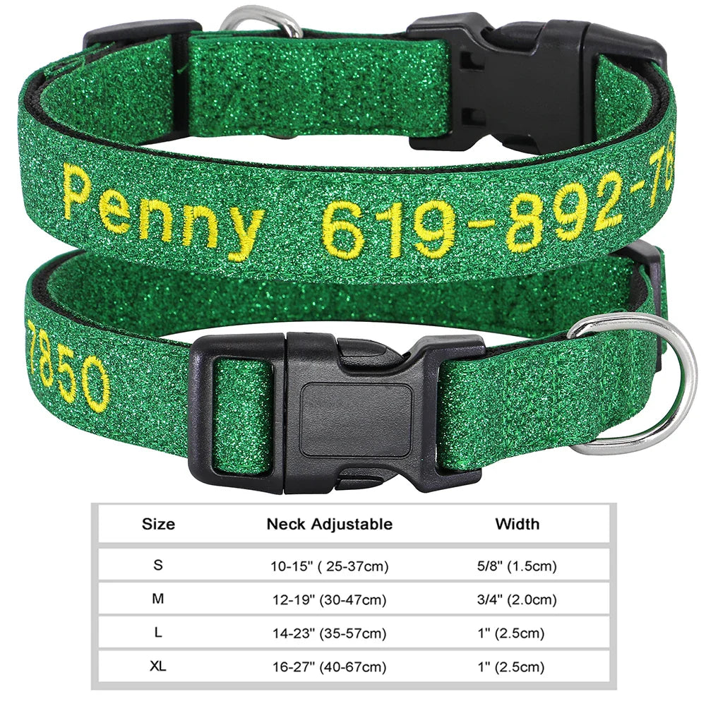 Dog Adjustable Nylon Embroidered Collar
